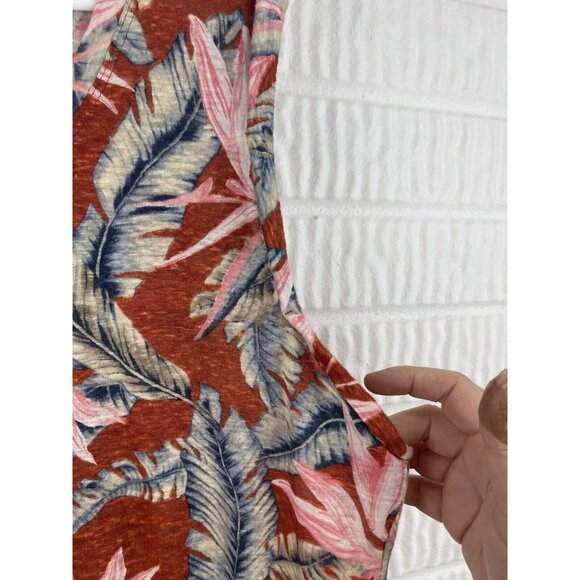 Ann Taylor Loft Shirt Size XL Linen Sleeveless Feather Pattern - Picture 3 of 6